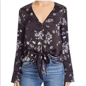 Cami NYC Lila Black Floral Tie-Front Blouse